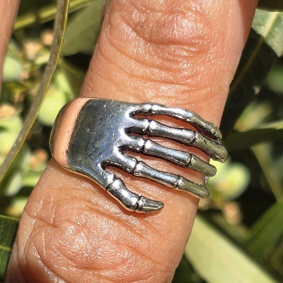 Jewelry - Skeleton hand wrap bypass ring stamped 925 sterling plated